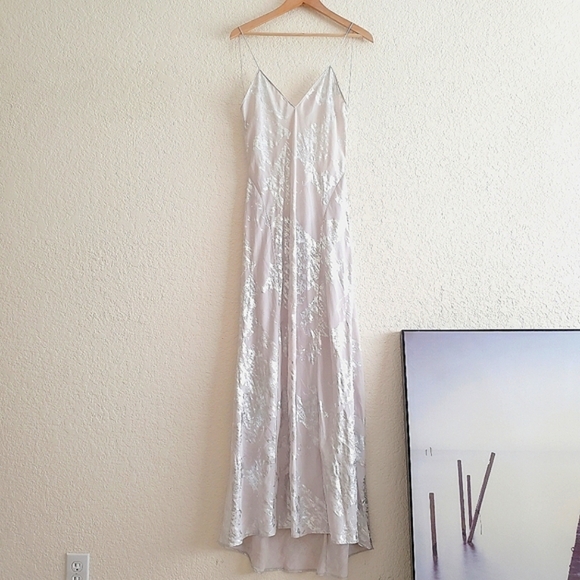 Zara Metallic Foil Slip Dress Maxi Size L - Picture 16 of 16